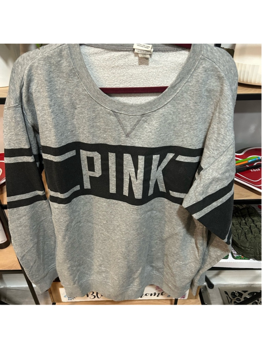 Victoria's Secret PINK Gray Crew Neck Sweater Vintage